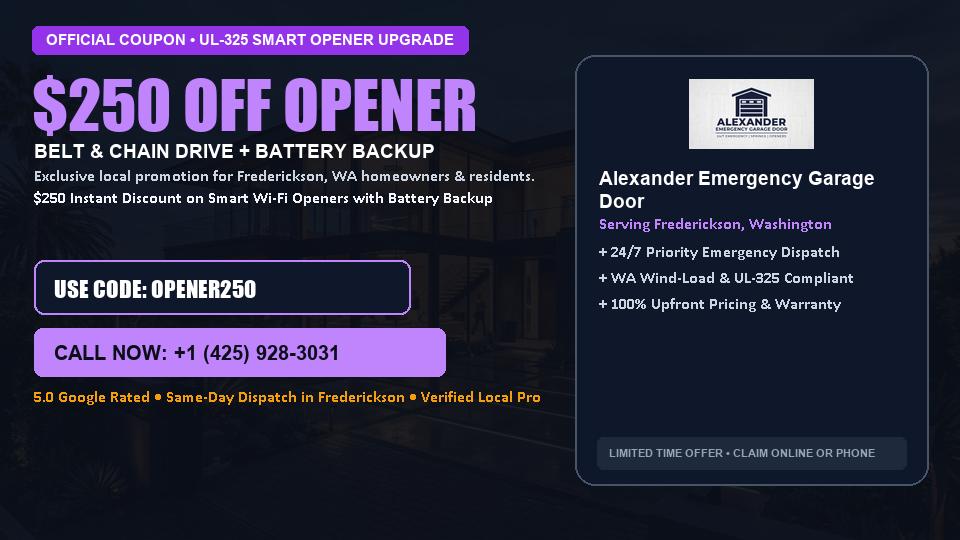 $250 OFF Smart Wi-Fi Garage Door Opener Installation in Frederickson, WA - Alexander Emergency Garage Door