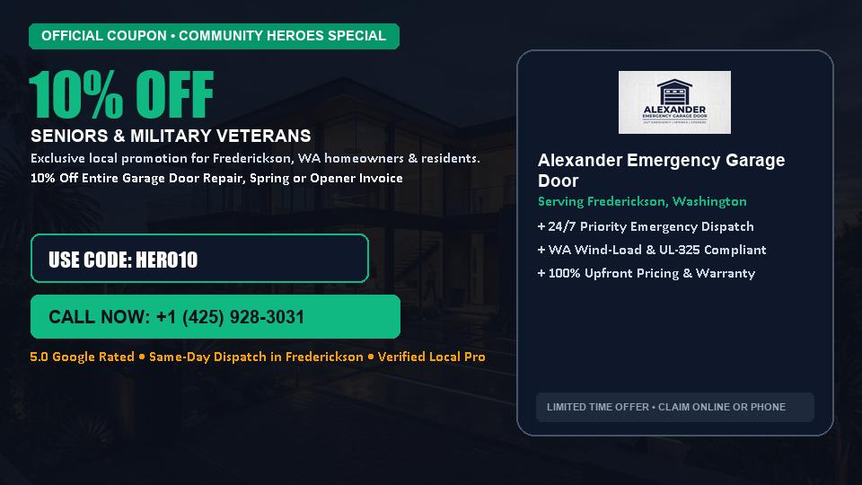 10% OFF Senior, Military & First Responder Discount in Frederickson, WA - Alexander Emergency Garage Door